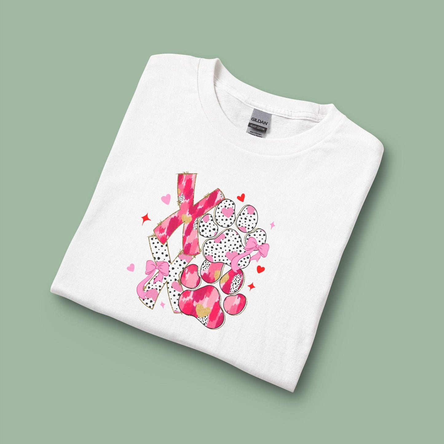 XOXO Paw Print Valentine Shirt – Vegan Long Sleeve Tee for Animal Lovers | Shop Now