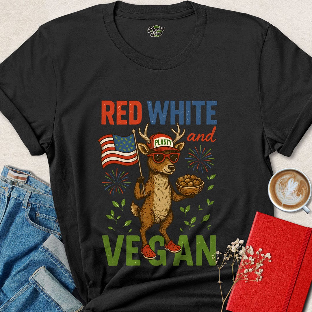 American Patriotic Vegan Deer T-Shirt