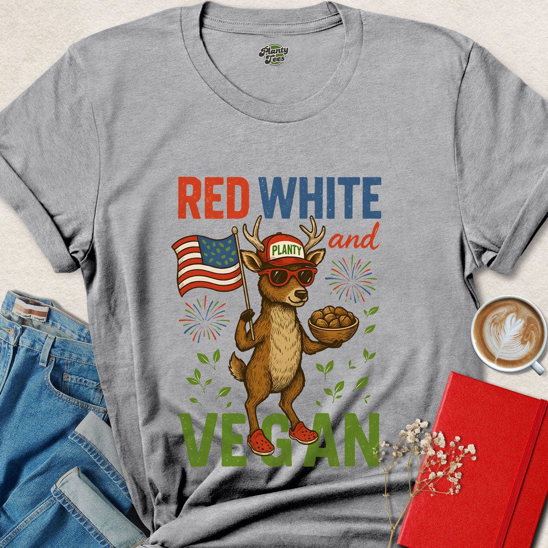 American Patriotic Vegan Deer T-Shirt
