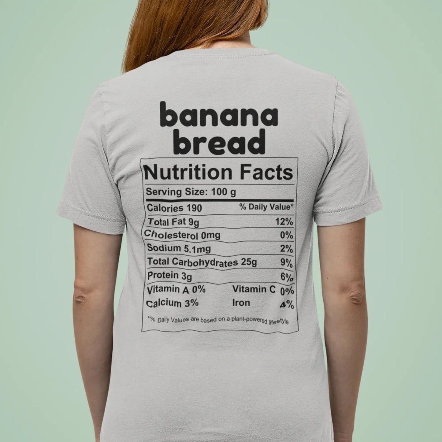 Banana Bread Nutrition Facts - Back T-Shirt