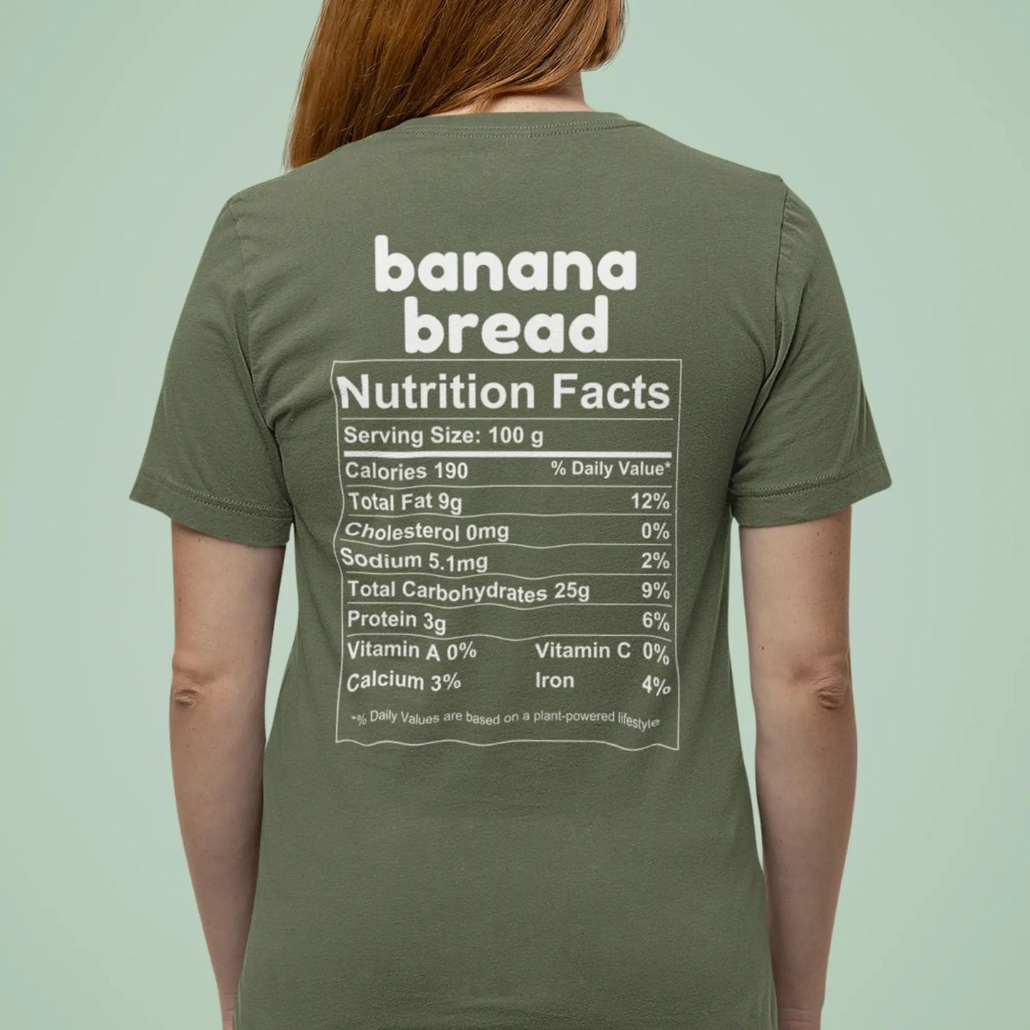Banana Bread Nutrition Facts - Back T-Shirt