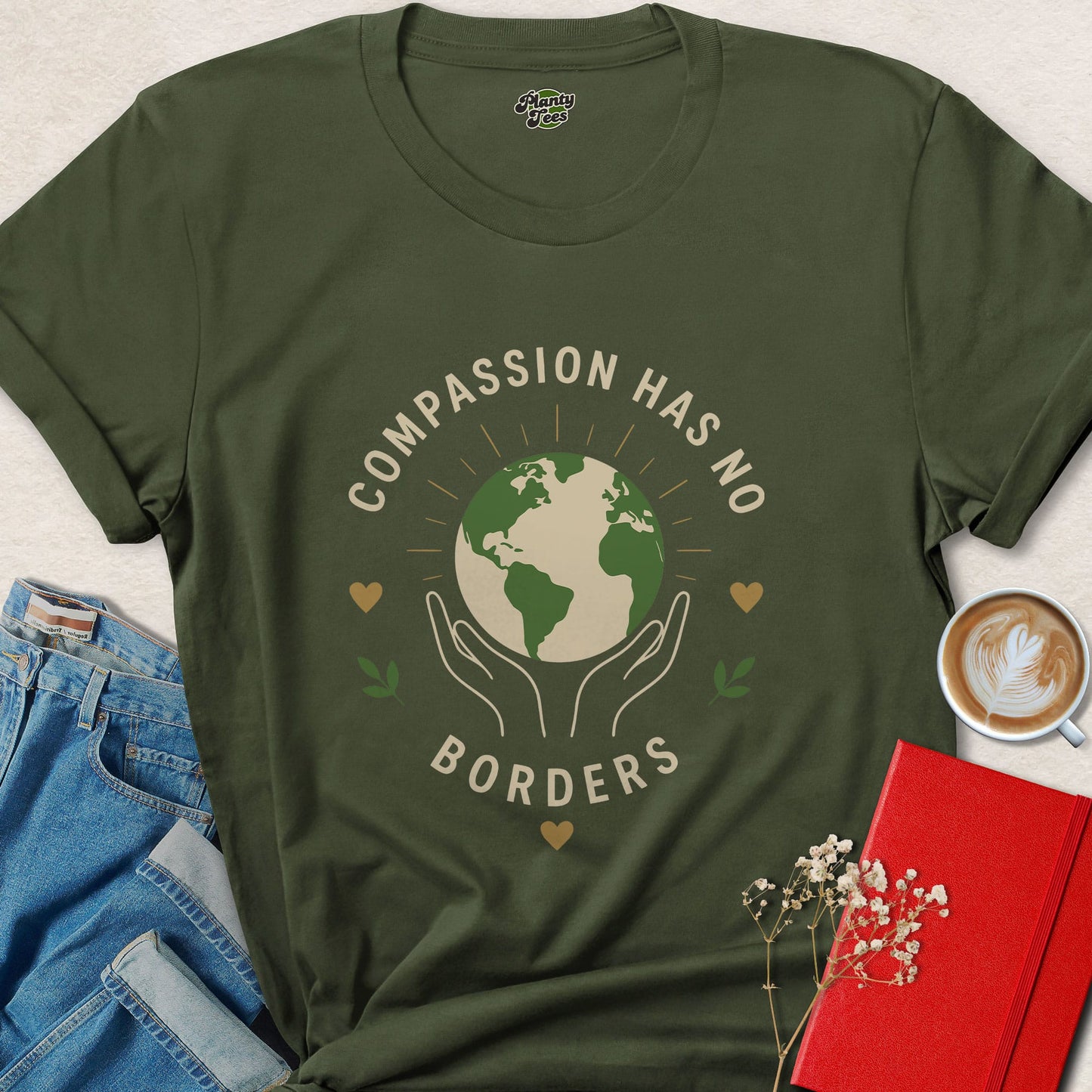 Compassion Has No Borders Vegan Animal Rights Shirt