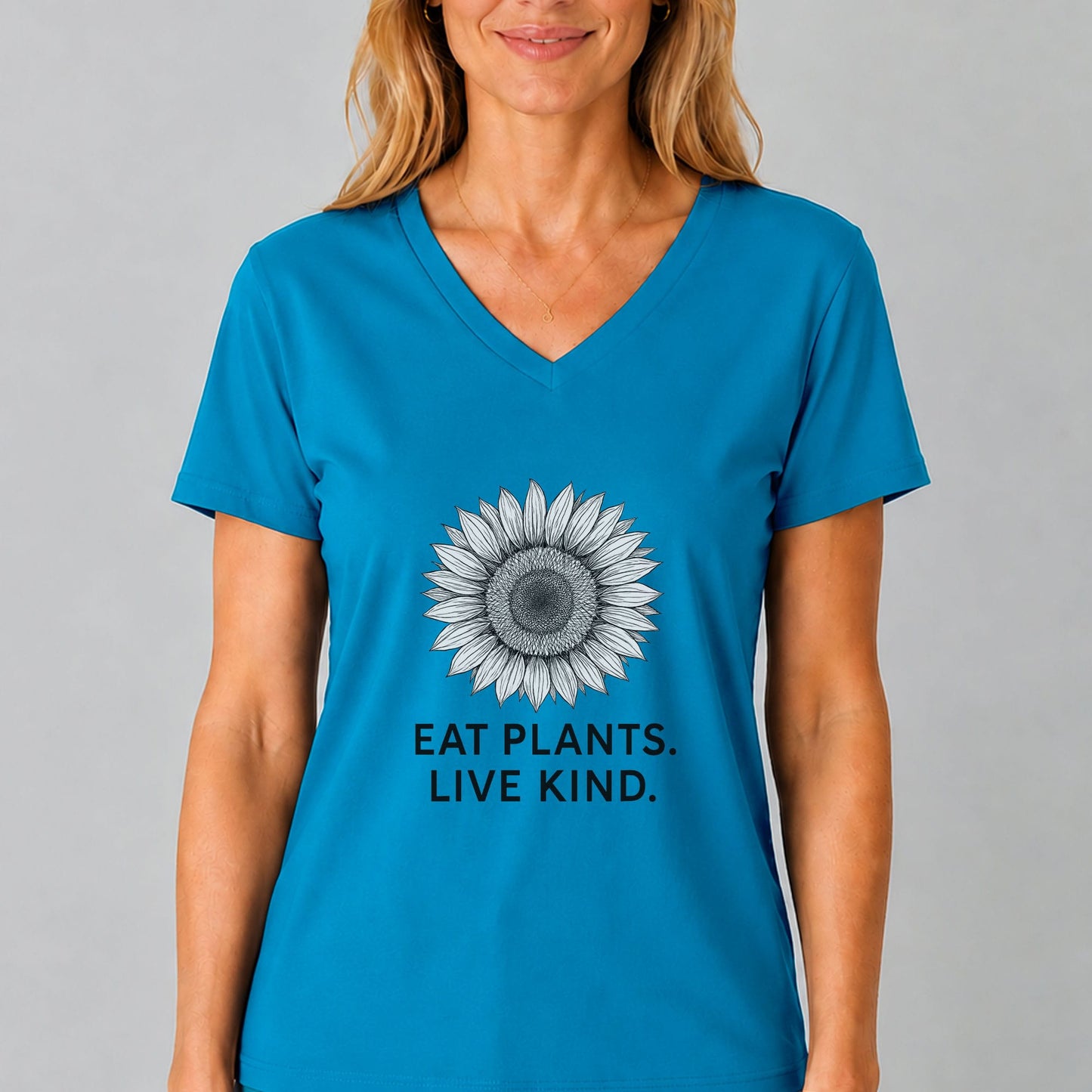 Eat Plants Live Kind V-Neck Shirt
