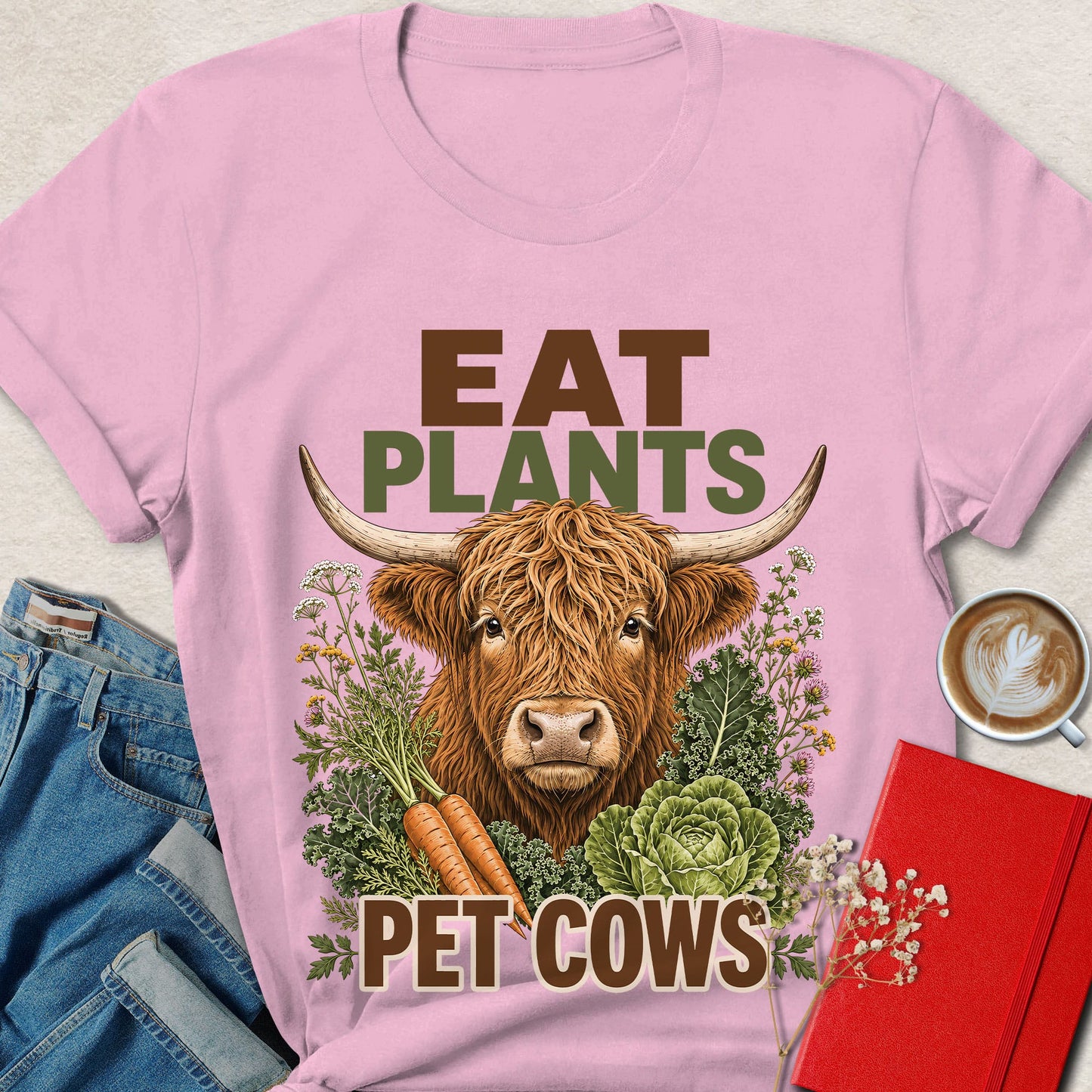 Eat Plants Pet Cows Vegan Animal Rights T-Shirt