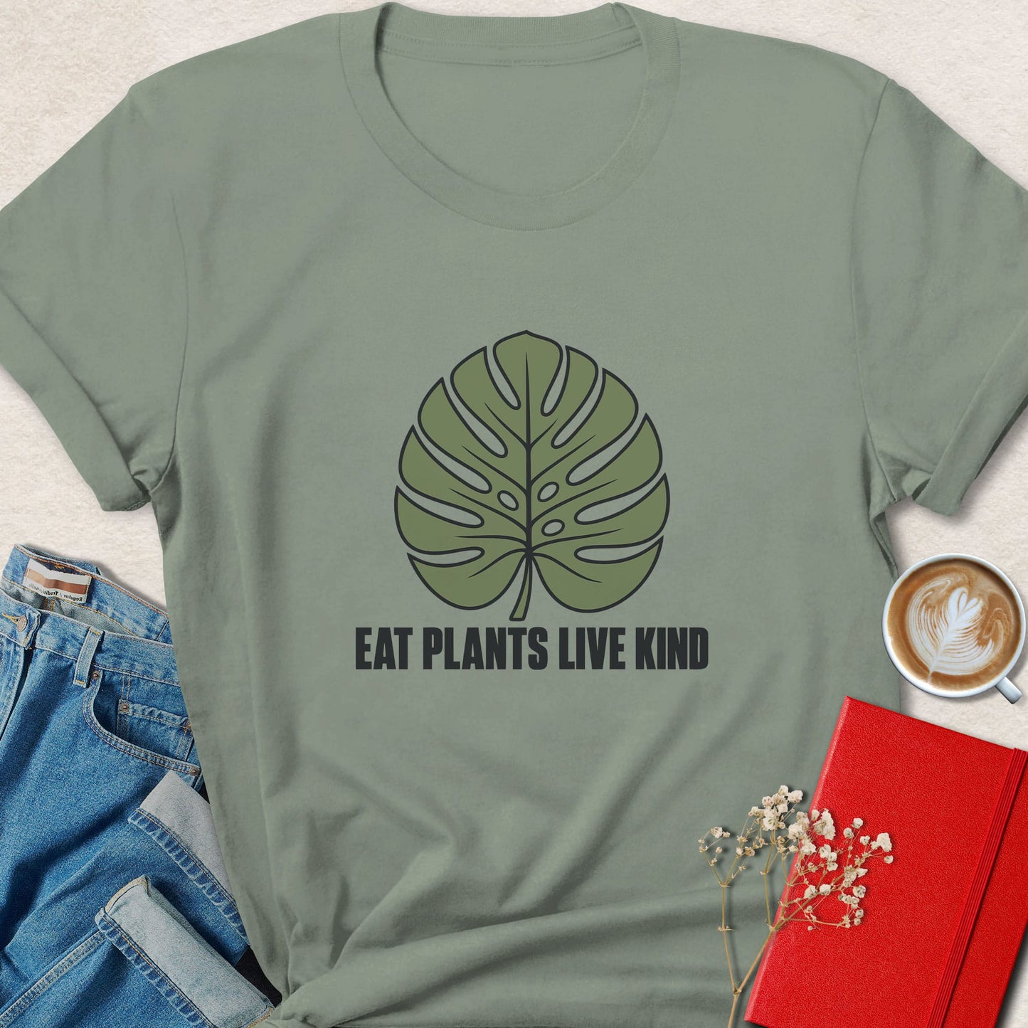 Eat Plants Live Kind Monstera Graphic T-Shirt