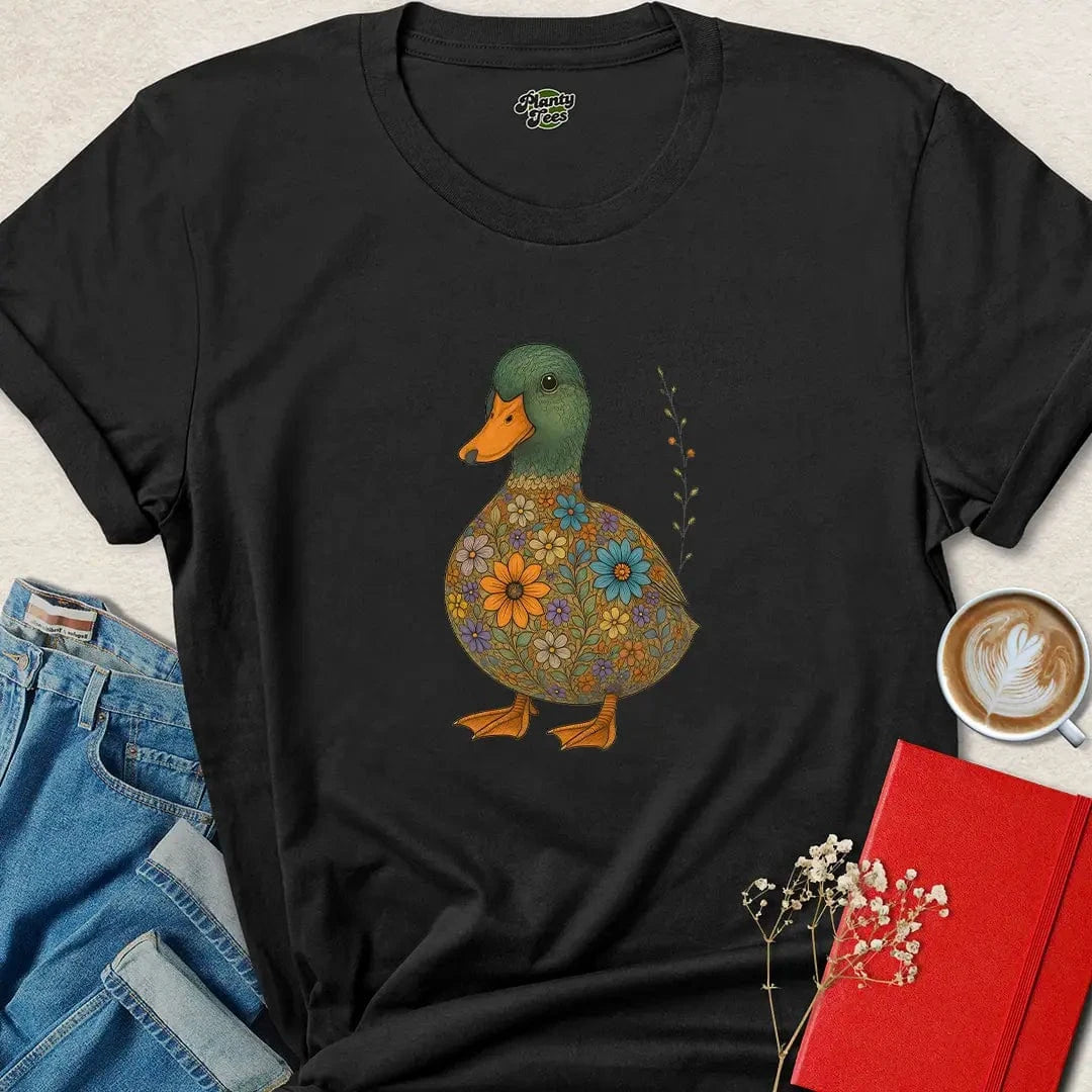 Floral Vegan Duck Shirt – Cute Cruelty-Free Tee for Nature Lovers