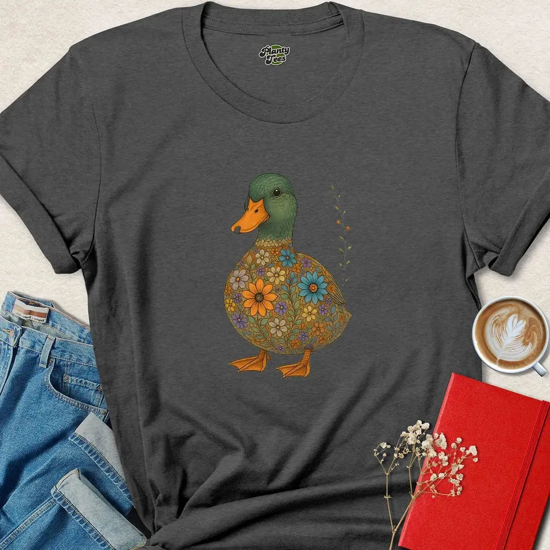Floral Vegan Duck Shirt – Cute Cruelty-Free Tee for Nature Lovers