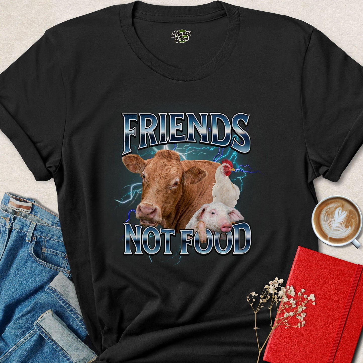 Friends Not Food Vegan Shirt | Animal Rights Graphic Tee