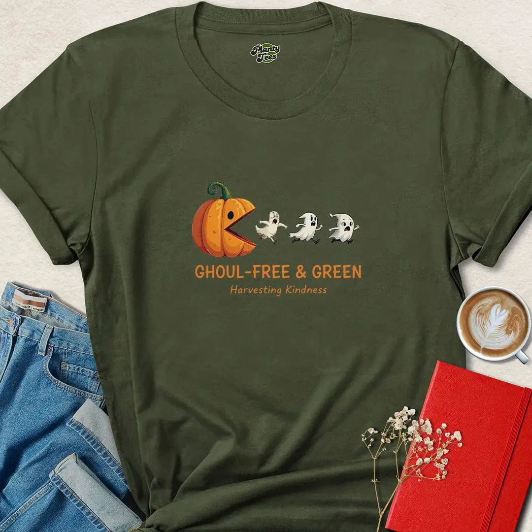 Ghoul-Free & Green Halloween Vegan T-Shirt