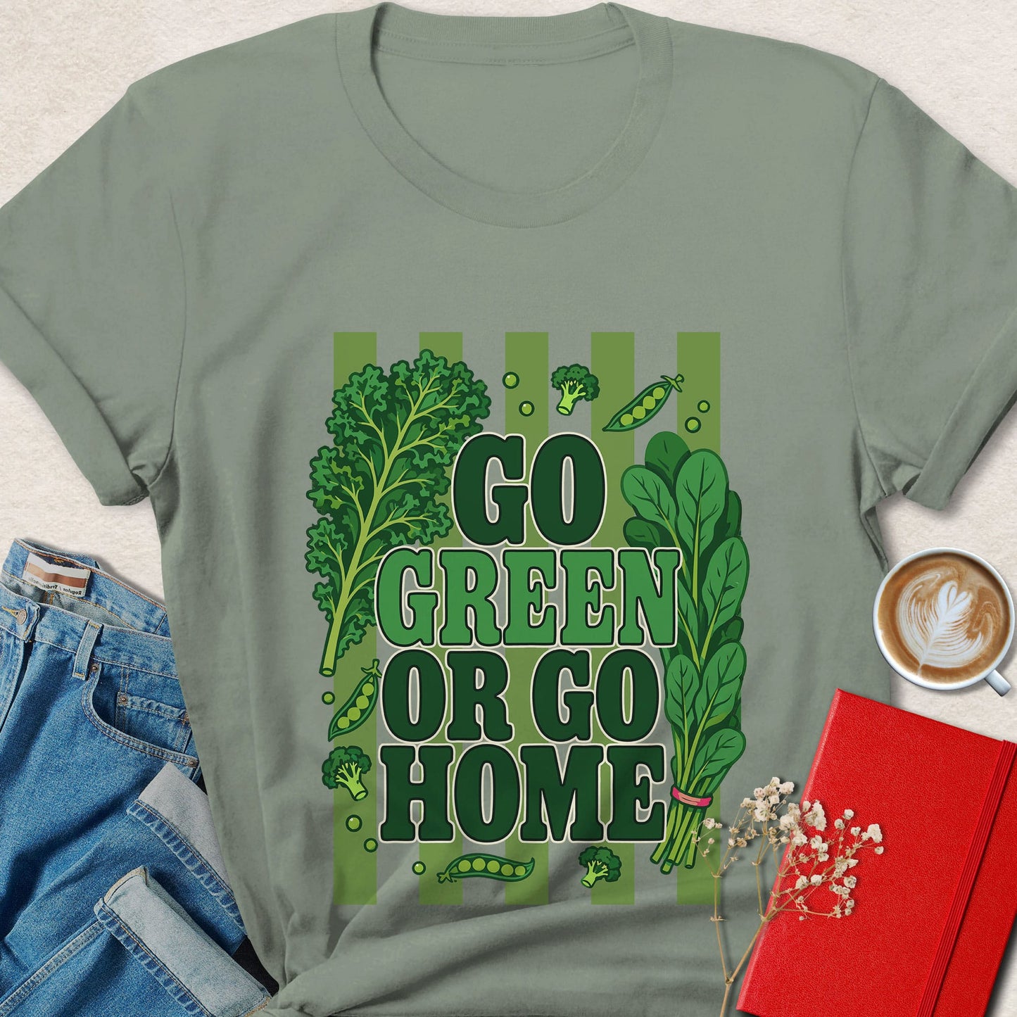 Go Green Or Go Home T-shirt | Funny Vegan Veggie Tee