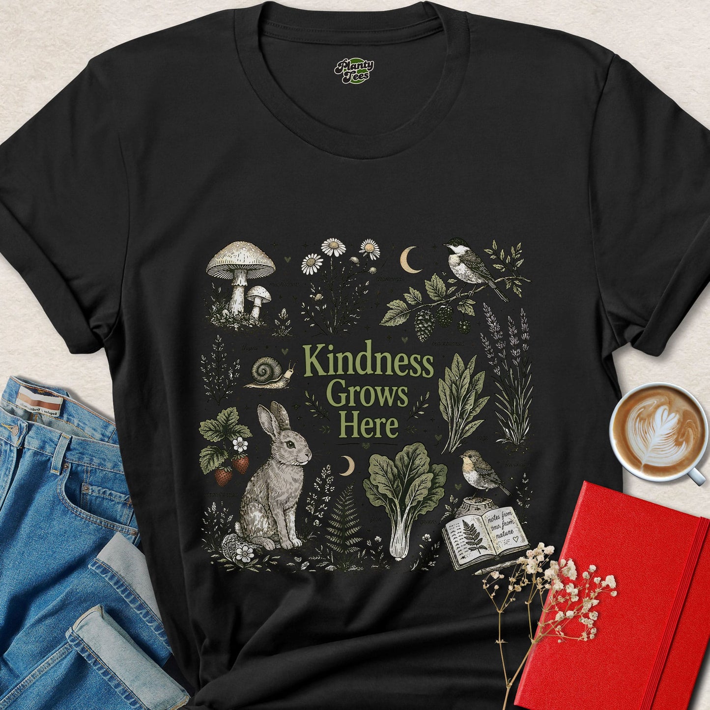 Kindness Grows Here Vegan Animal Rights Nature Shirt