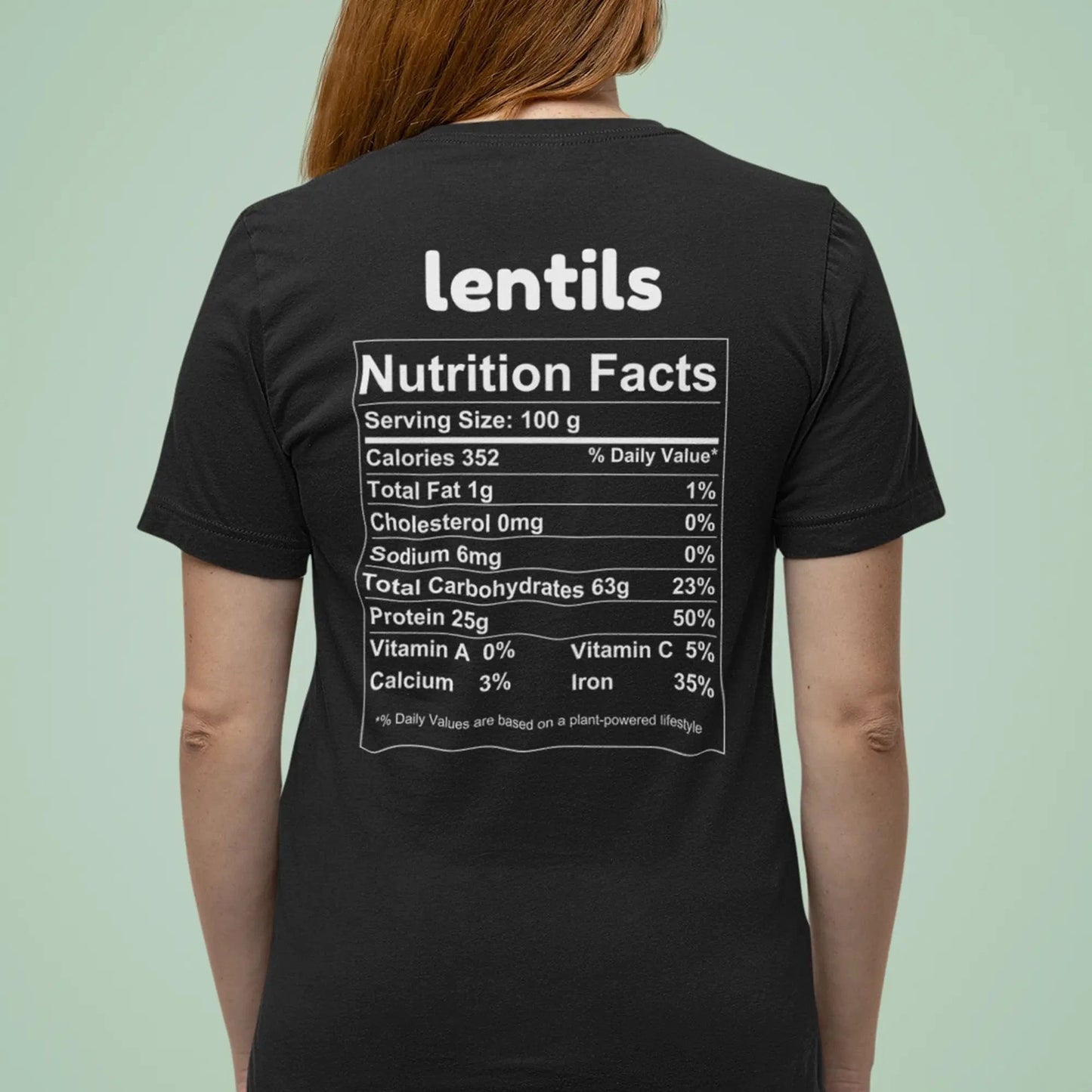 Lentils Nutrition Facts - Back T-Shirt
