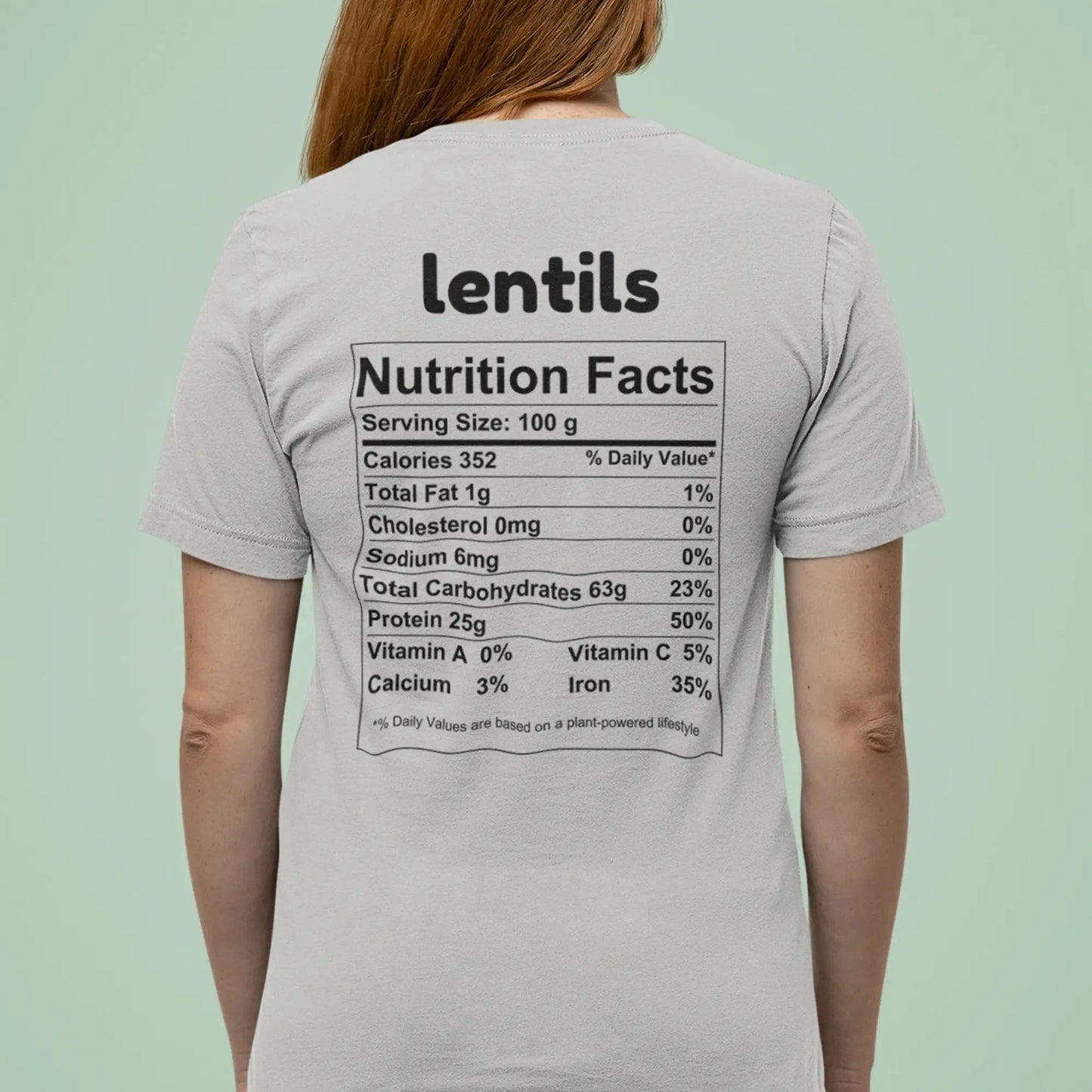 Lentils Nutrition Facts - Back T-Shirt