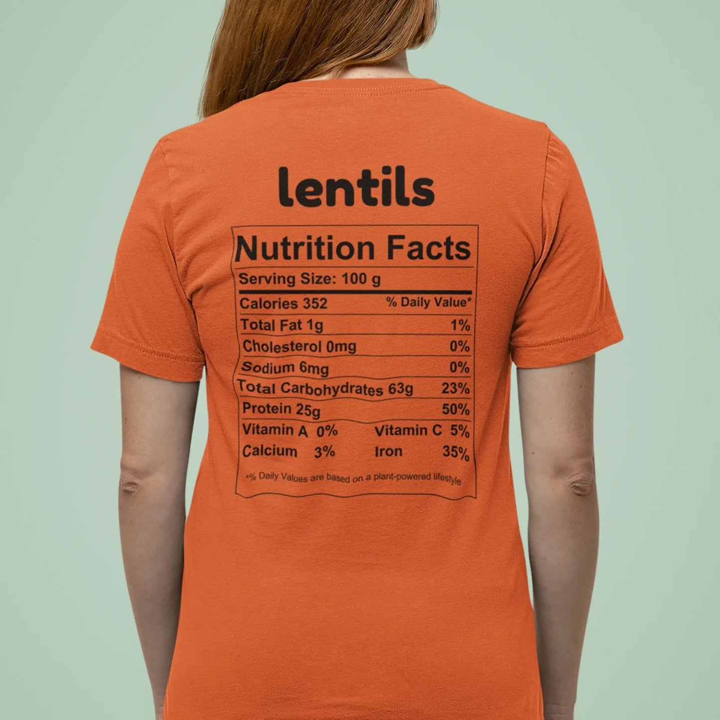 Lentils Nutrition Facts - Back T-Shirt