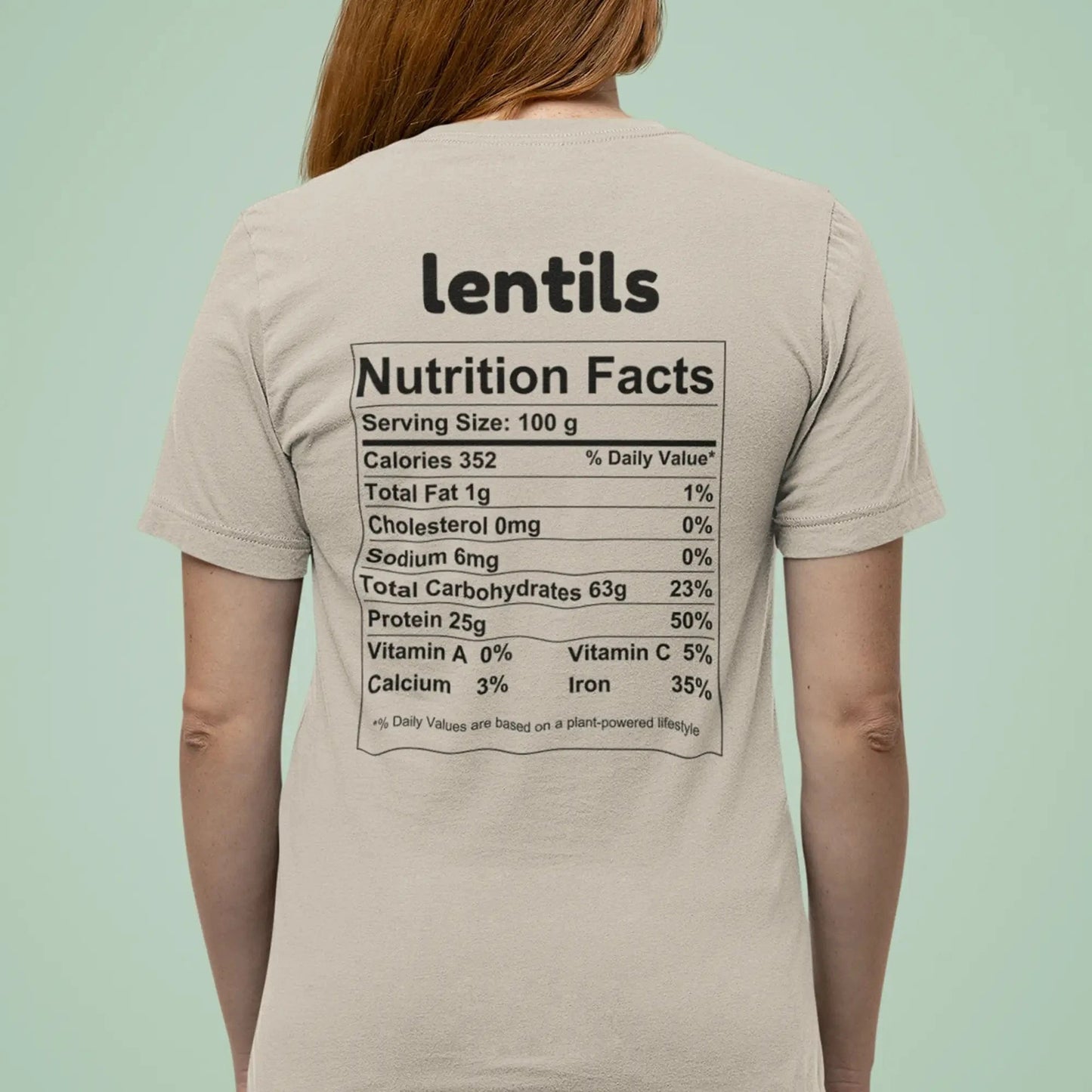 Lentils Nutrition Facts - Back T-Shirt