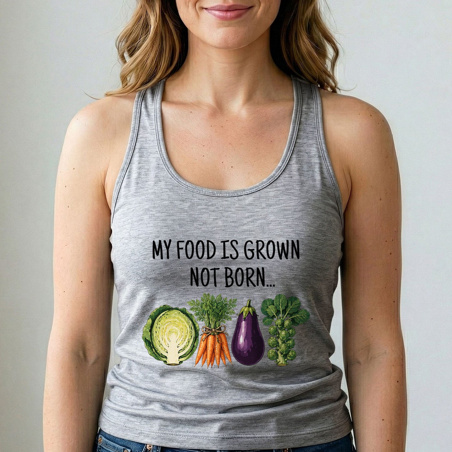 My Food Is Grown Not Born Vegan Tank Top