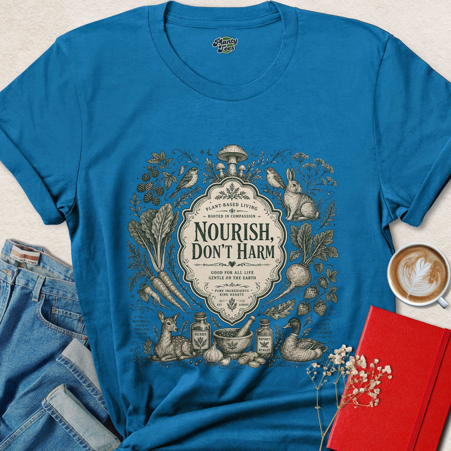 Nourish Don’t Harm Vegan Plant Based Lifestyle Shirt