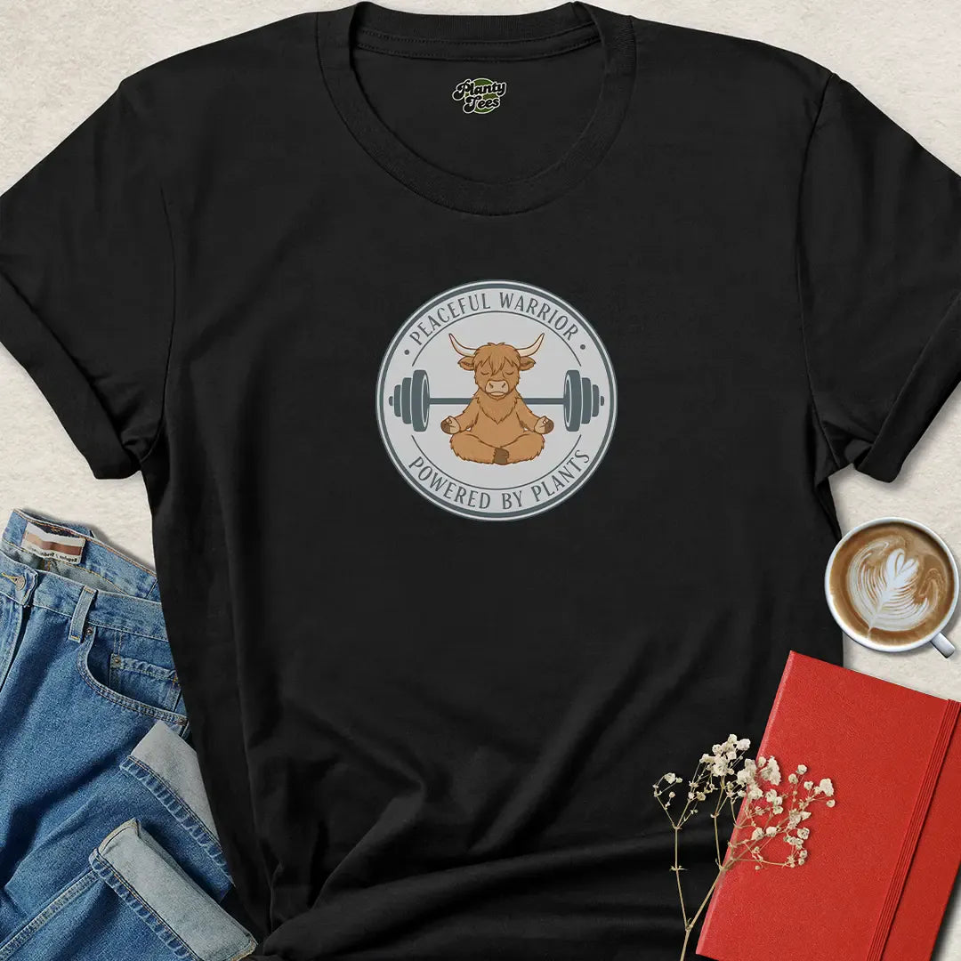 Peaceful Warrior Vegan Shirt – Plant Powered Strength with Mindful Vibes