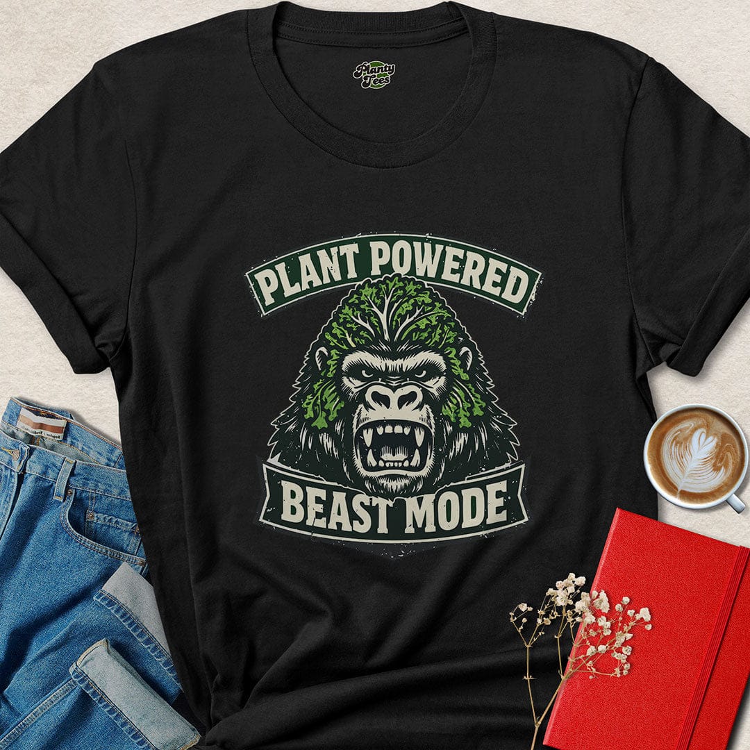 Plant Powered Beast Mode Shirt – Fierce Vegan Gym Tee for Strength & Style