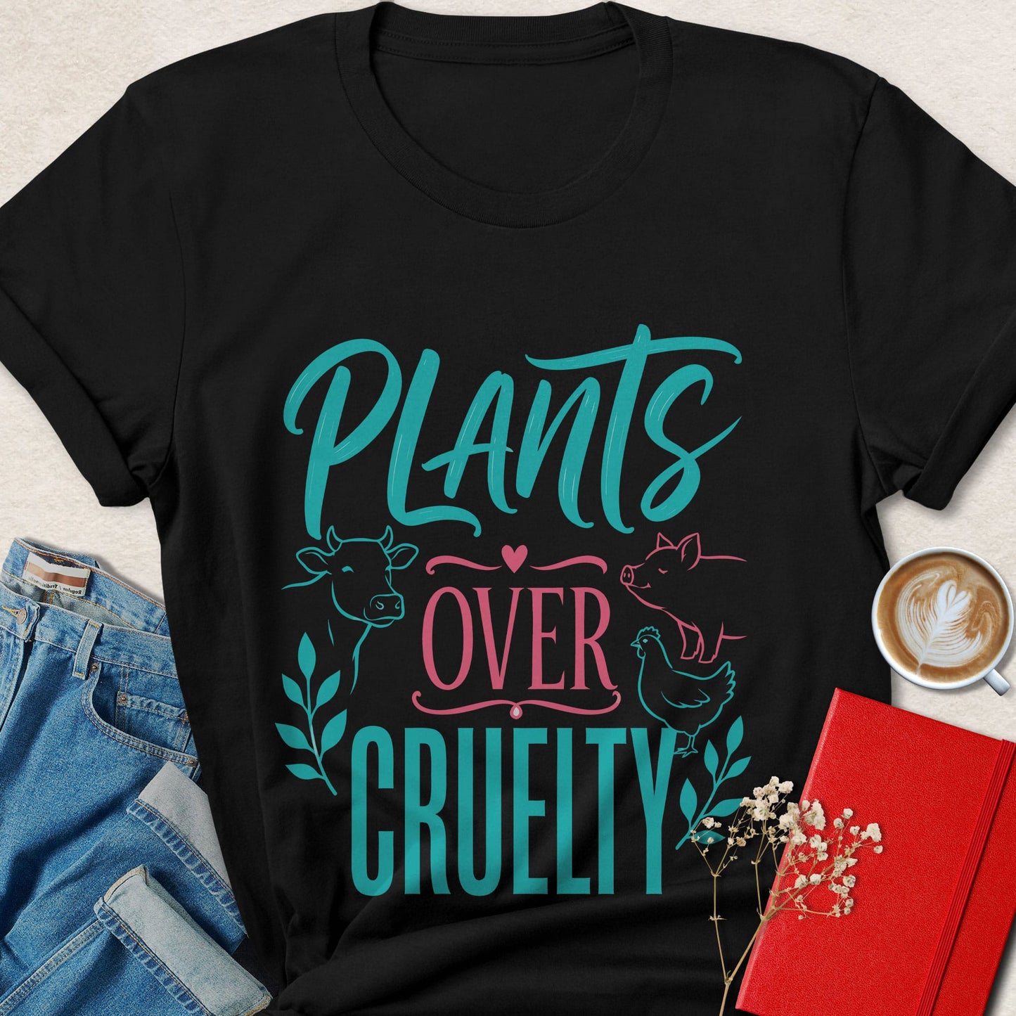 Plants Over Cruelty Vegan Animal Rights T-Shirt
