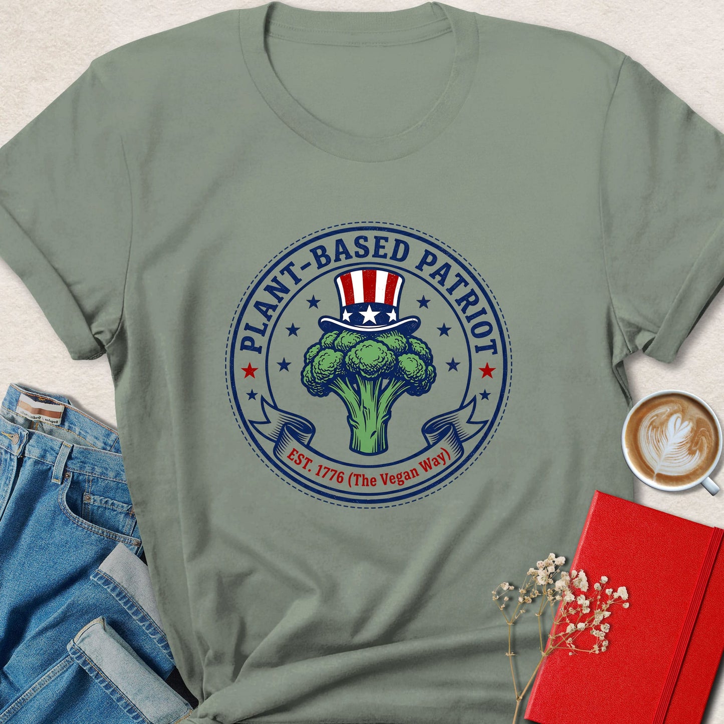 Plant-Based Patriot T-Shirt – Broccoli Uncle Sam Vegan Pride Tee