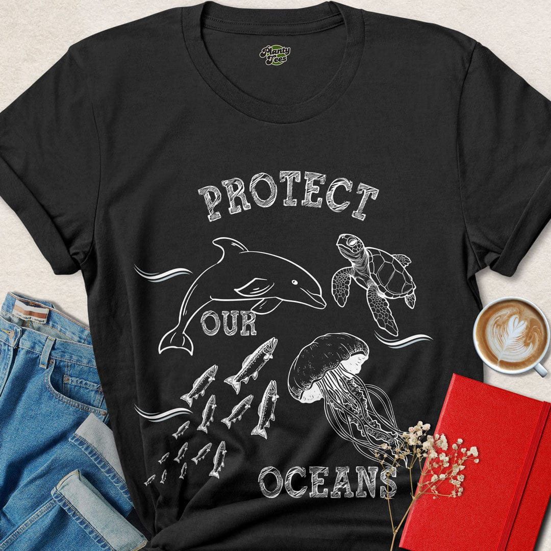 Protect Our Oceans, White Sketch, T-Shirt
