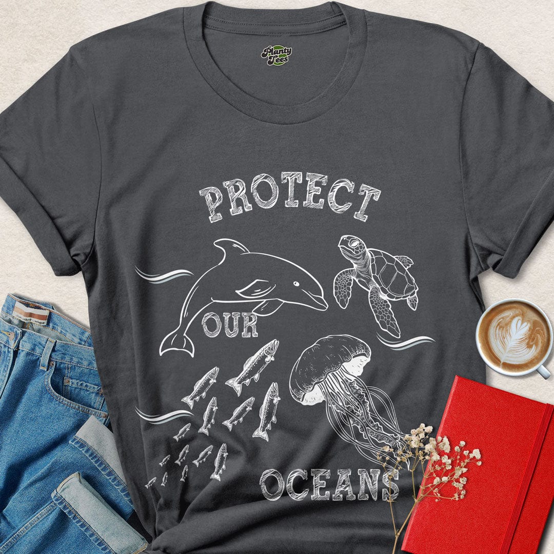 Protect Our Oceans, White Sketch, T-Shirt