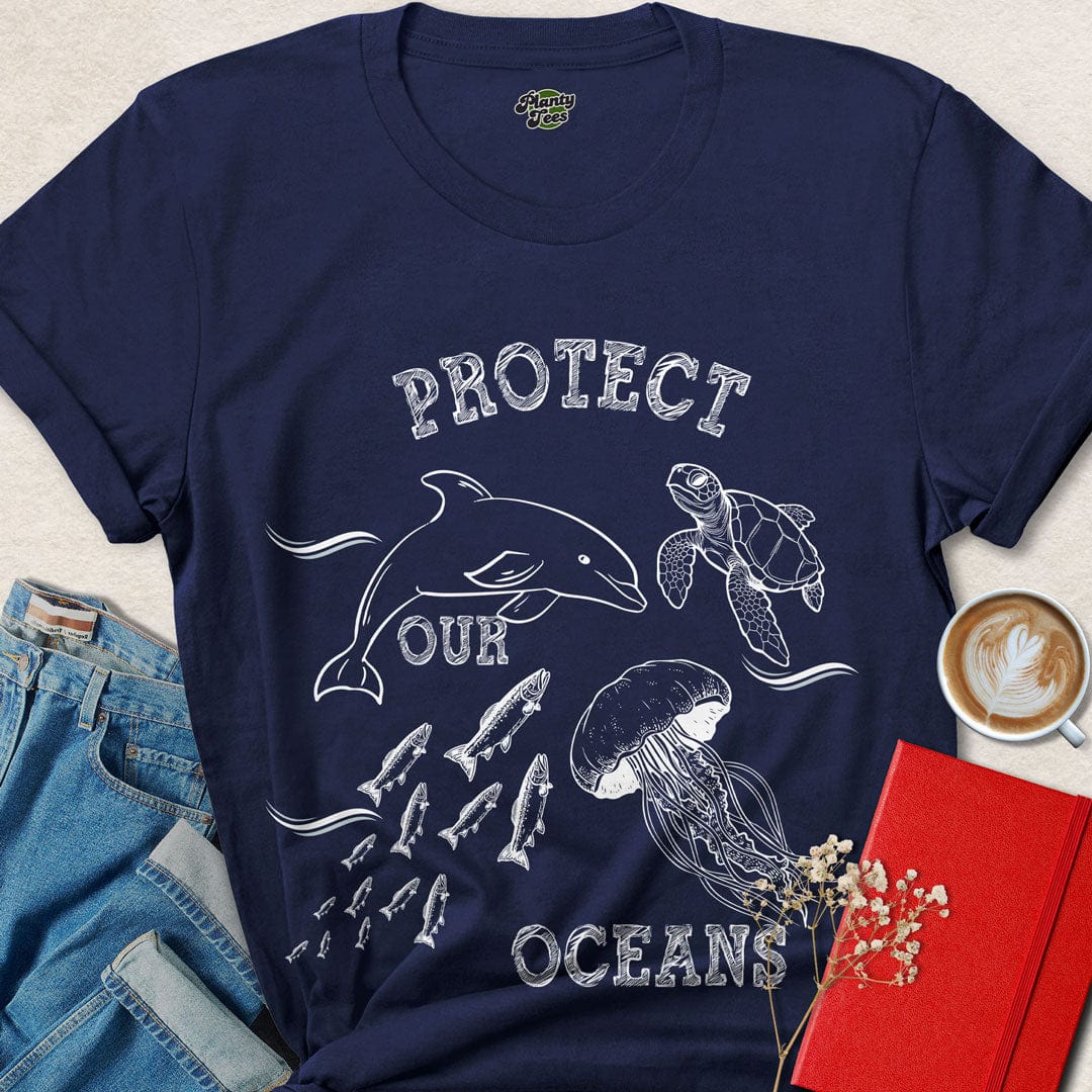 Protect Our Oceans, White Sketch, T-Shirt