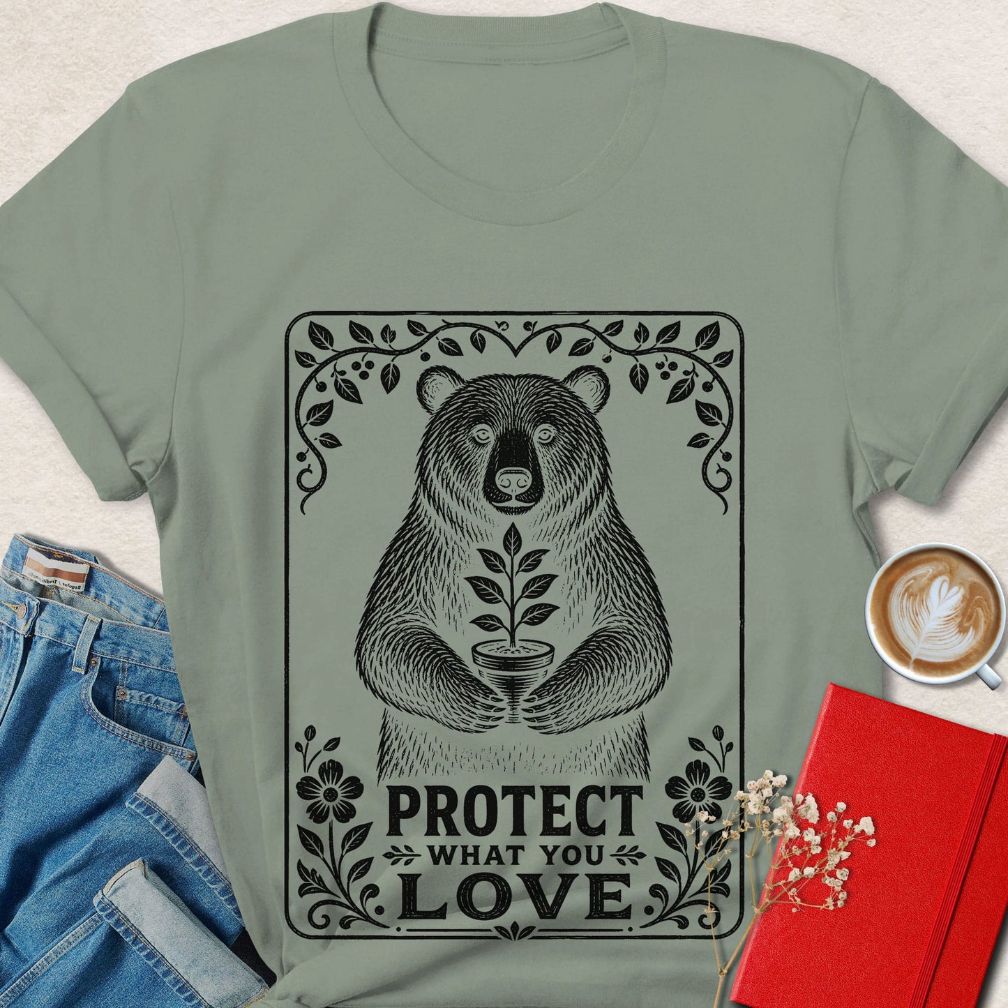 Protect What You Love Bear Shirt | Nature Lover Graphic Tee