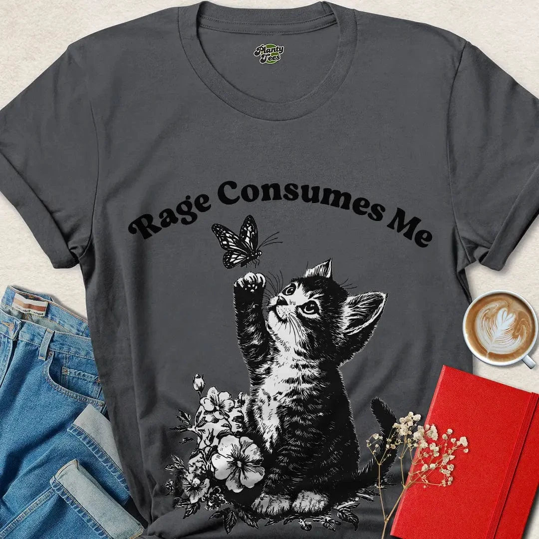 Rage Consumes Me Cat Shirt – Cute & Chaotic Vegan Graphic Tee