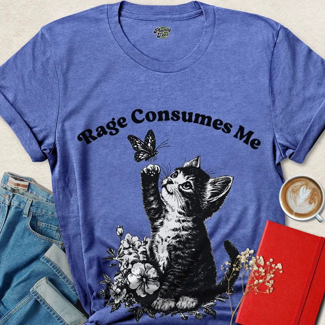 Rage Consumes Me Cat Shirt – Cute & Chaotic Vegan Graphic Tee