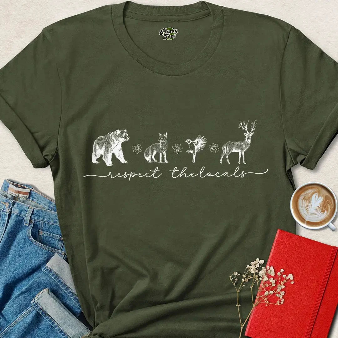 Respect the Locals Script Tee – Vegan Wildlife Nature Shirt