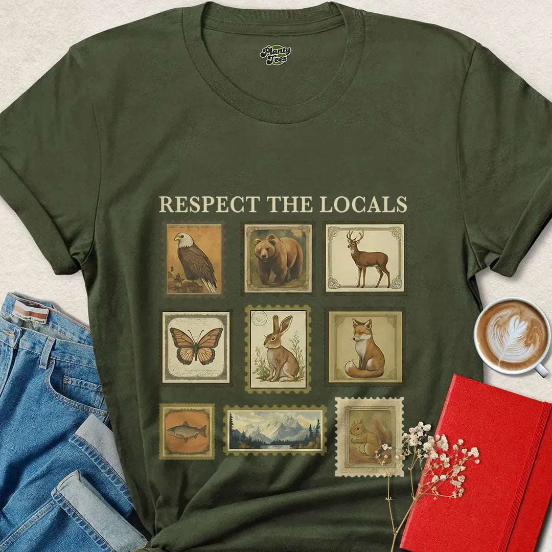 Respect the Locals Stamp Shirt – Vintage Wildlife Nature Tee