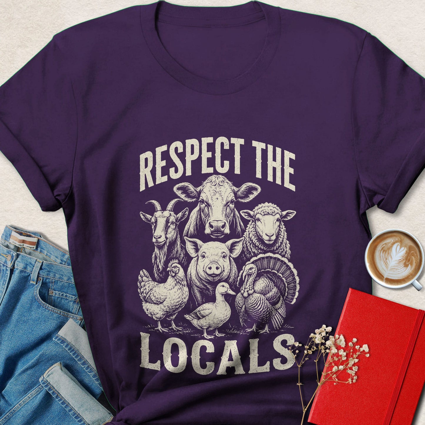 Respect the Locals Farm Animal Vegan T-Shirt
