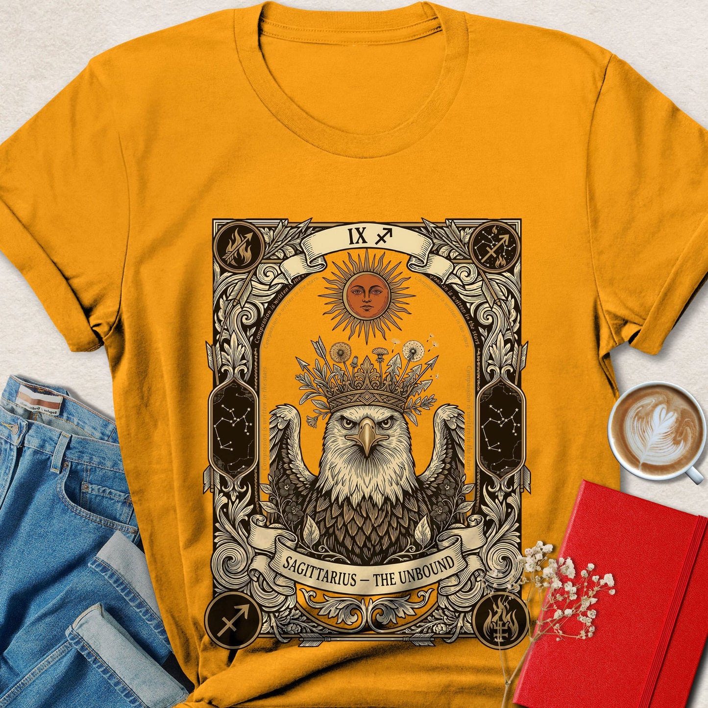 Sagittarius Tarot Vegan Shirt Zodiac Astrology Plant Based Tee