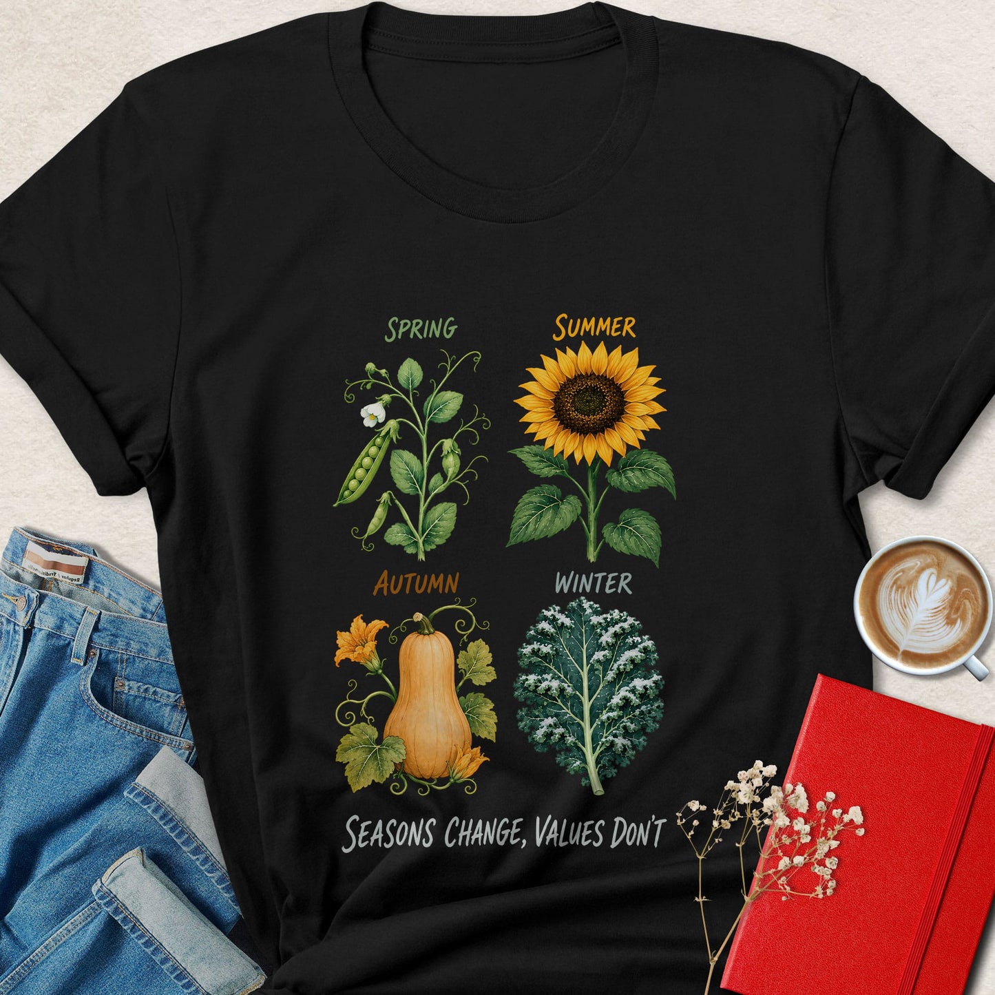 Seasons Change Values Don’t T-shirt | Vegan Nature Tee
