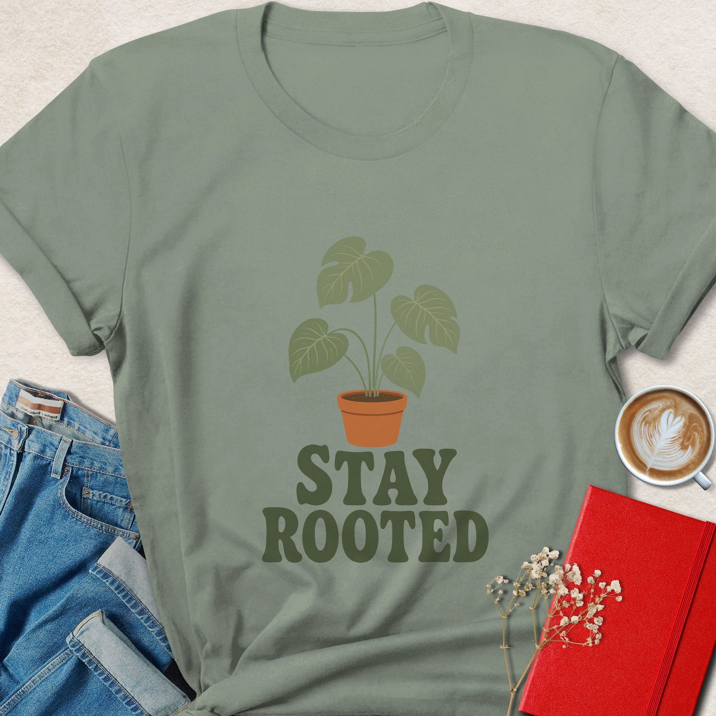 Stay Rooted T-shirt | Minimalist Plant Lover Vegan Tee