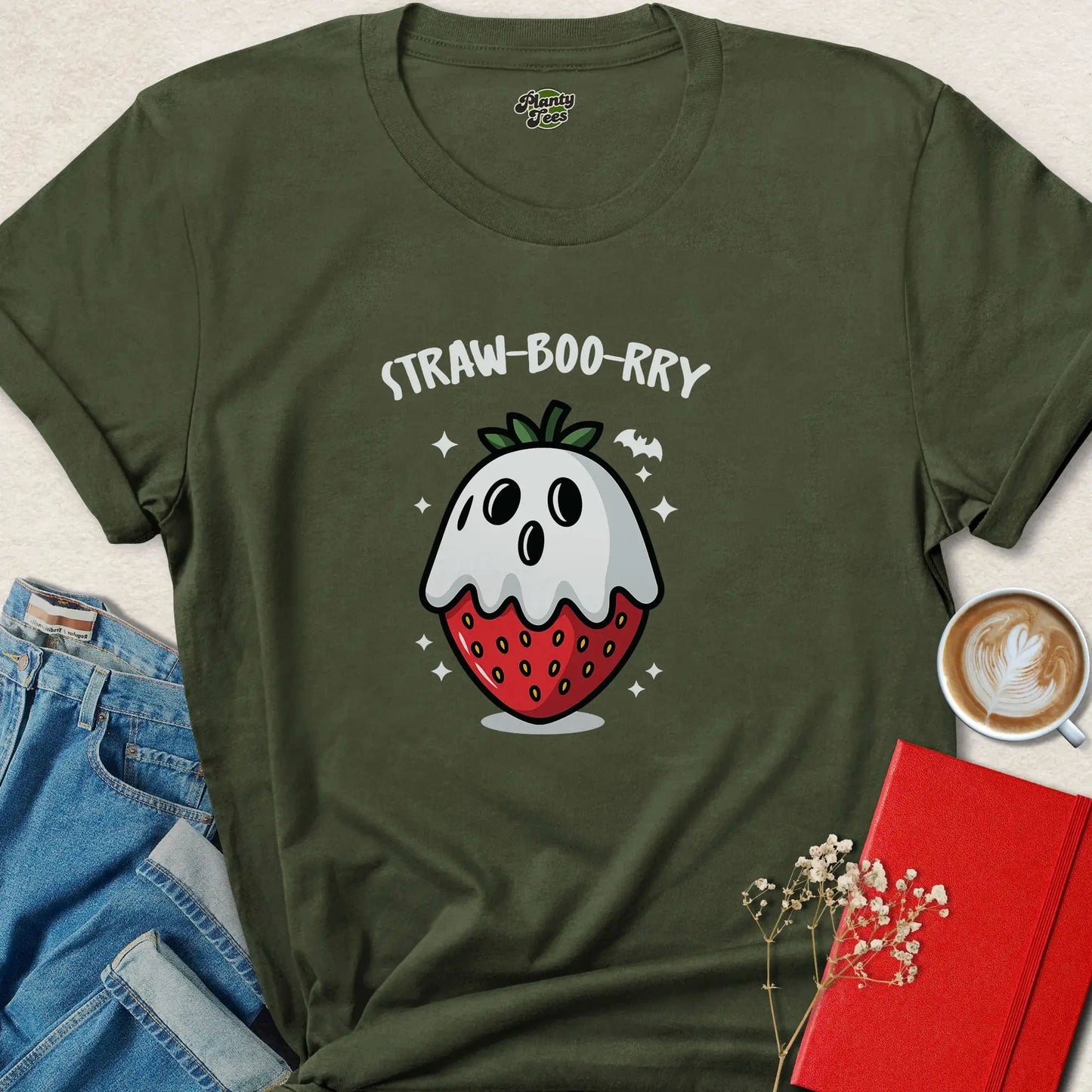 STRAW-BOO-RRY Halloween Vegan T-Shirt