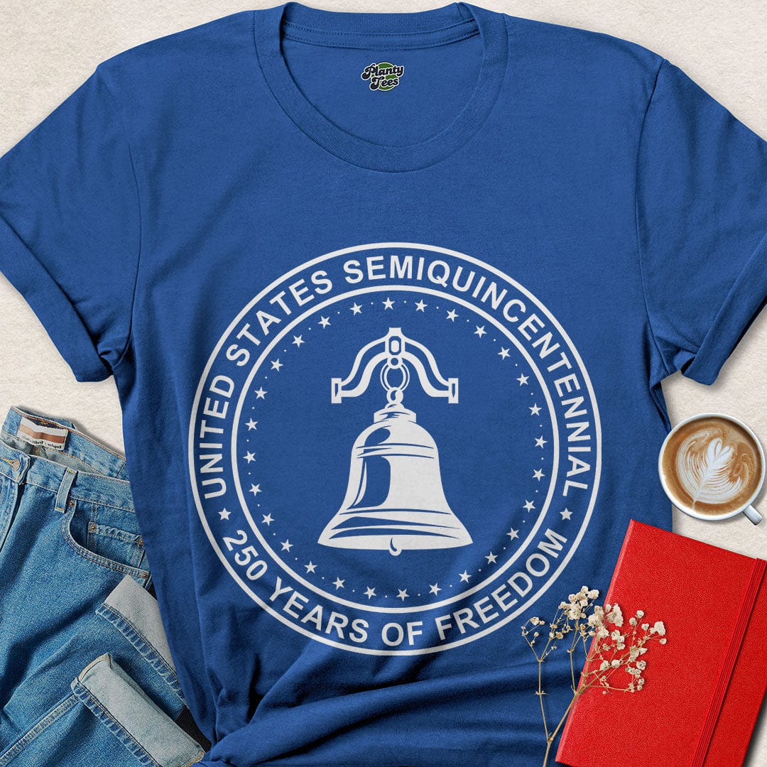 USA 250th Badge T-Shirt – Celebrate Semiquincentennial Liberty & Freedom | Order Your Patriotic Tee Now