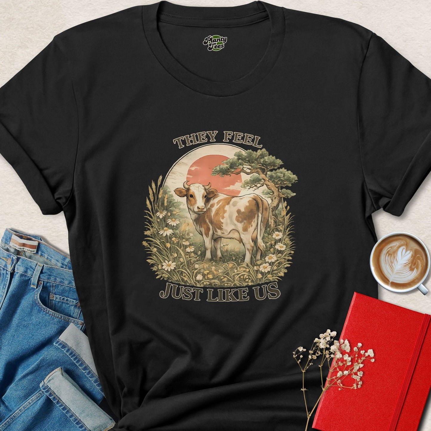 They Feel Just Like Us Shirt Vegan Animal Rights Graphic Tee