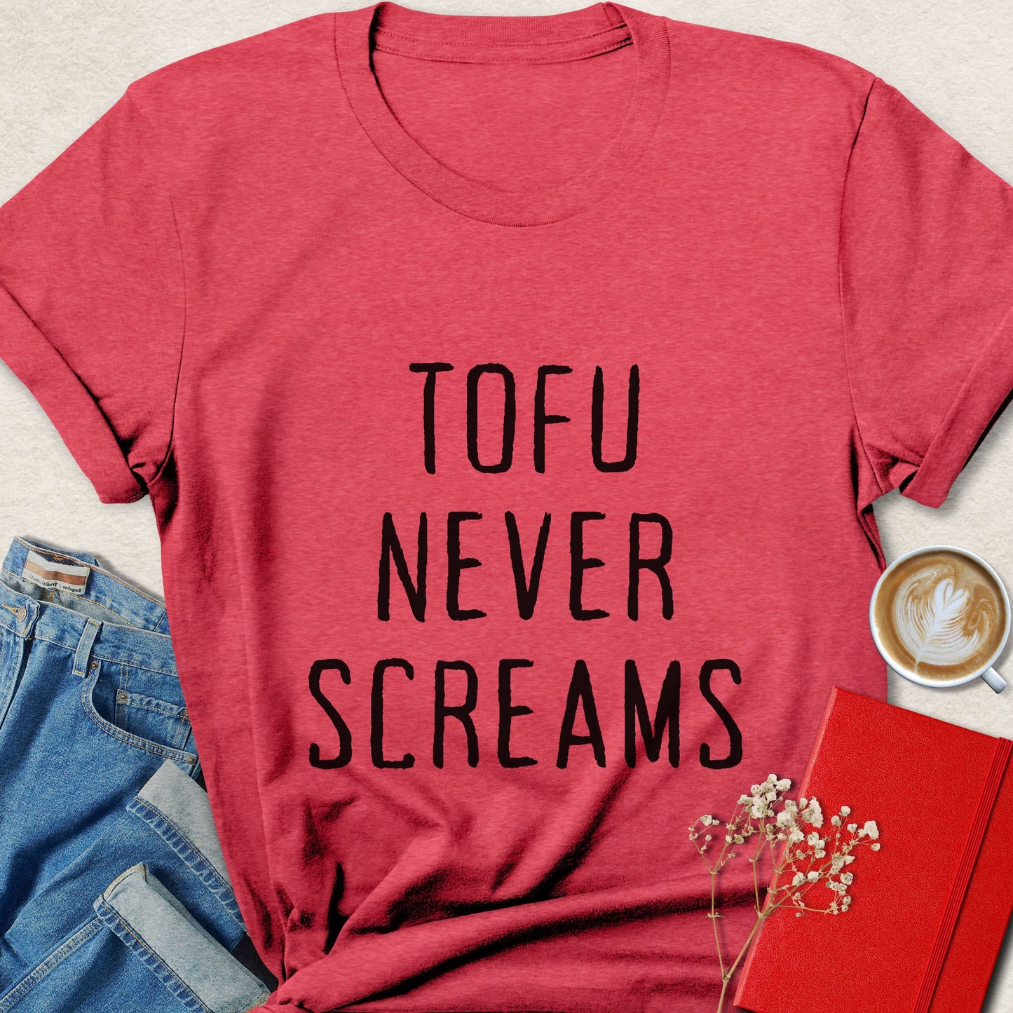 Tofu Never Screams Funny Vegan Graphic Statement Shirt