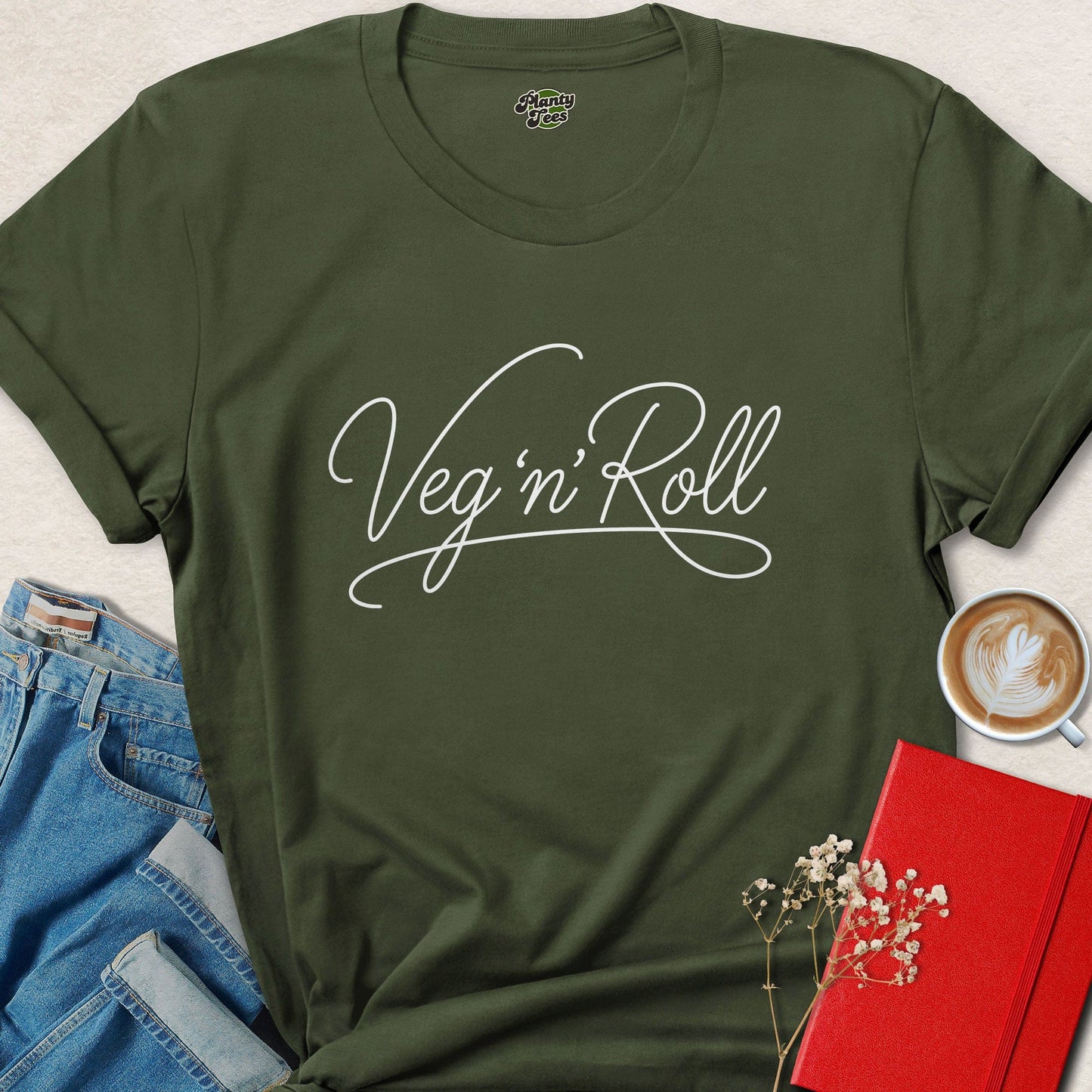 Veg n Roll Vegan Shirt – Plant Based Lifestyle Script Tee