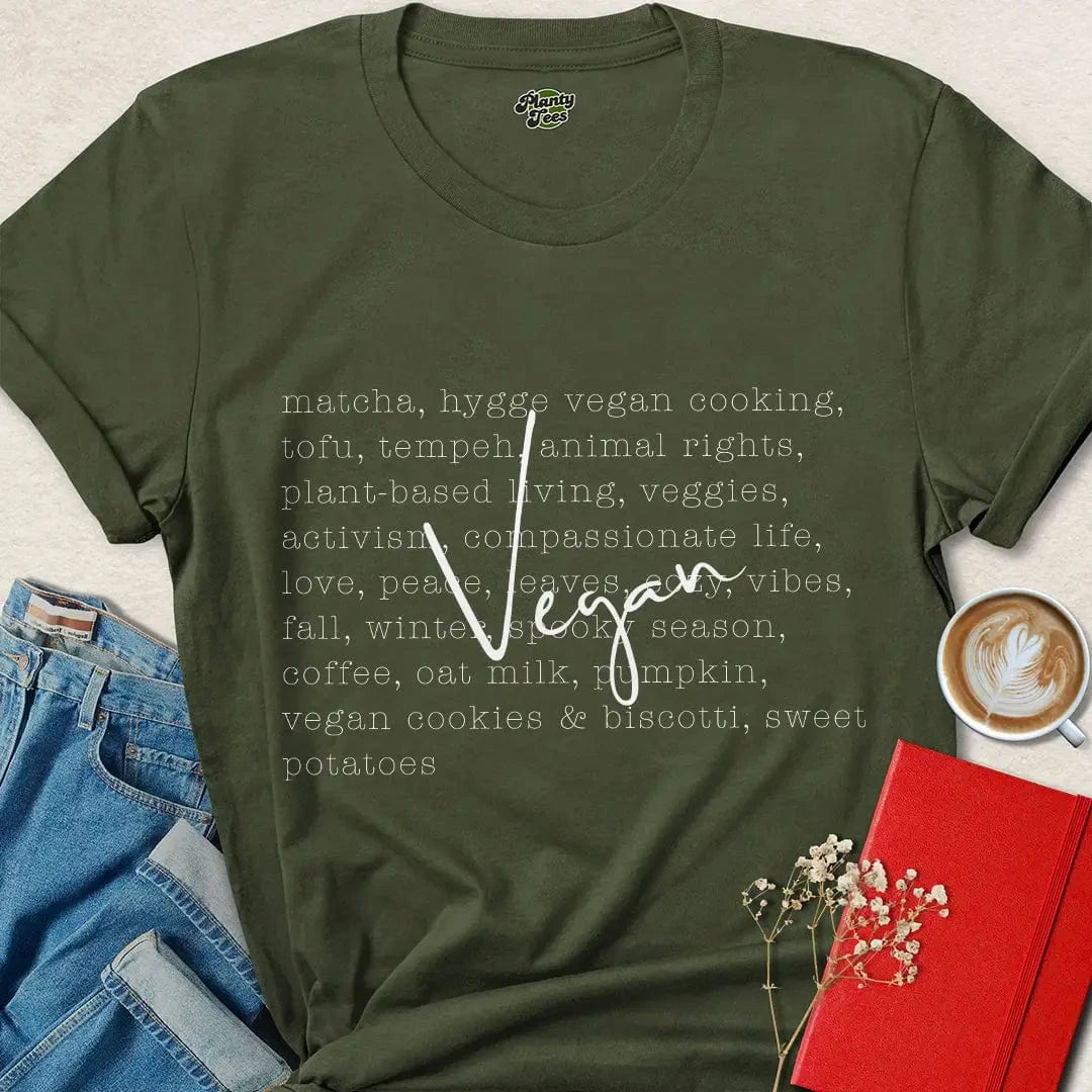 Vegan Word Collage Shirt – Cozy Plant-Based Lifestyle Tee