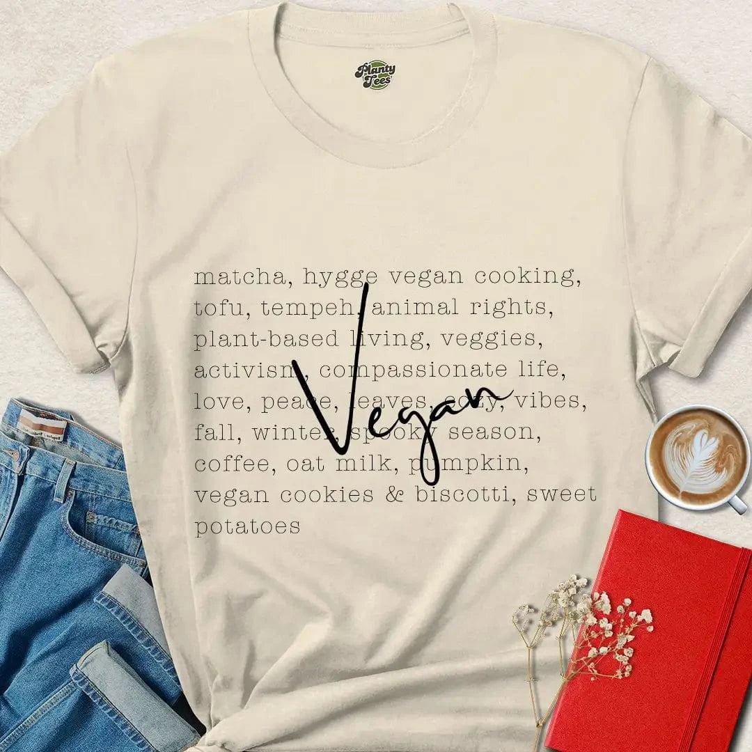 Vegan Word Collage Shirt – Cozy Plant-Based Lifestyle Tee