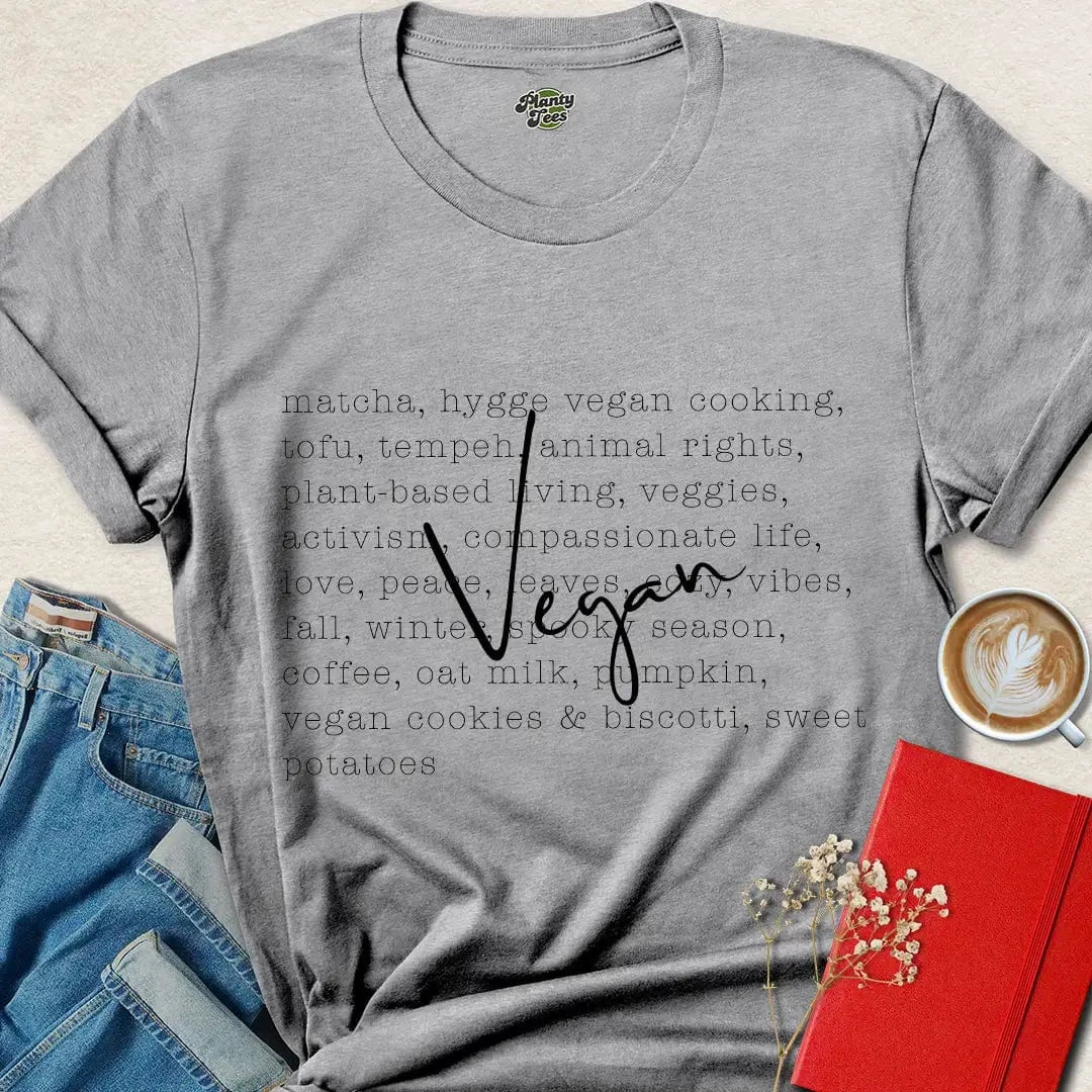 Vegan Word Collage Shirt – Cozy Plant-Based Lifestyle Tee