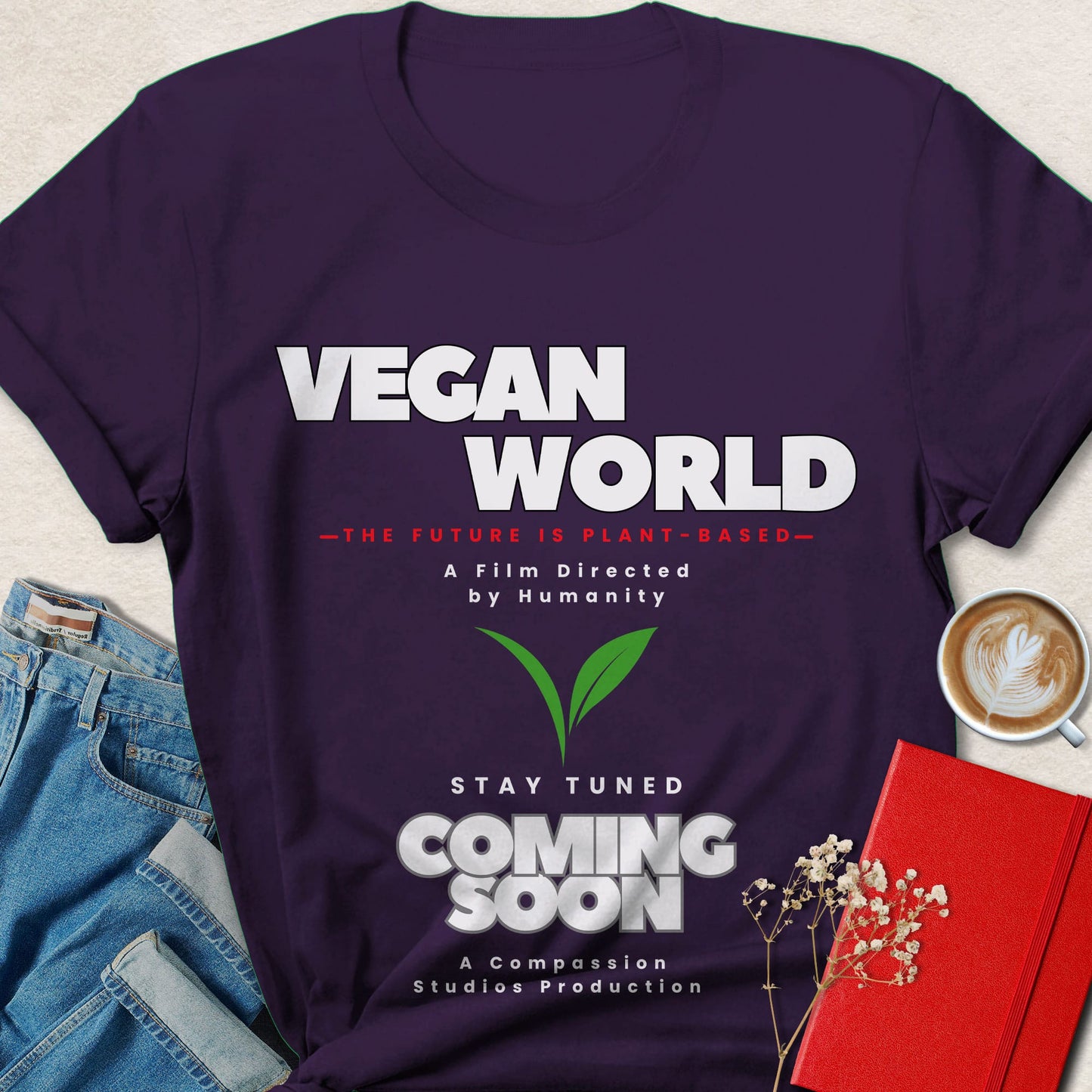 Vegan World Coming Soon, Plant-Based Movie Poster Tee