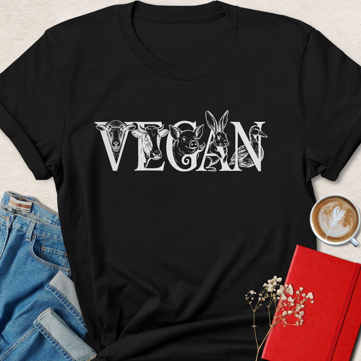 Vegan Farm Animal Graphic T-shirt