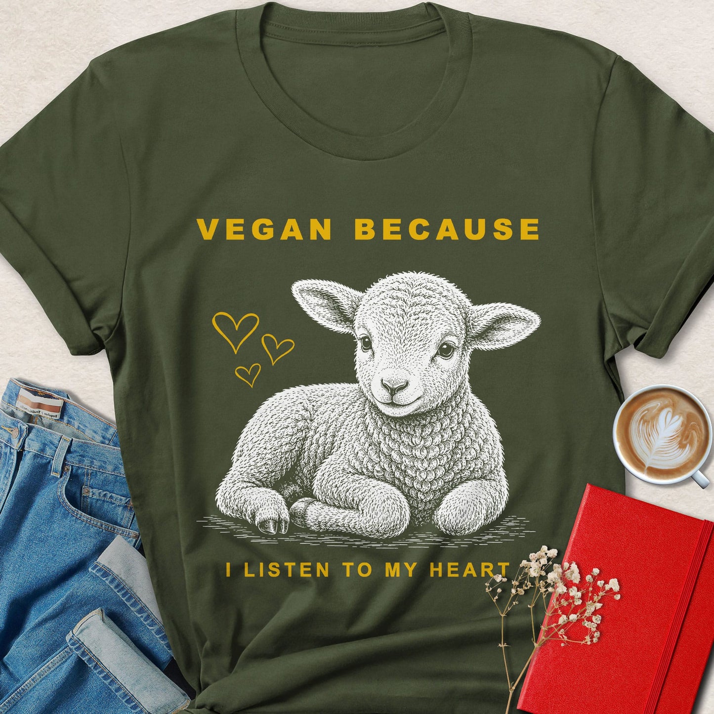 Vegan Because I Listen to My Heart Lamb T-Shirt
