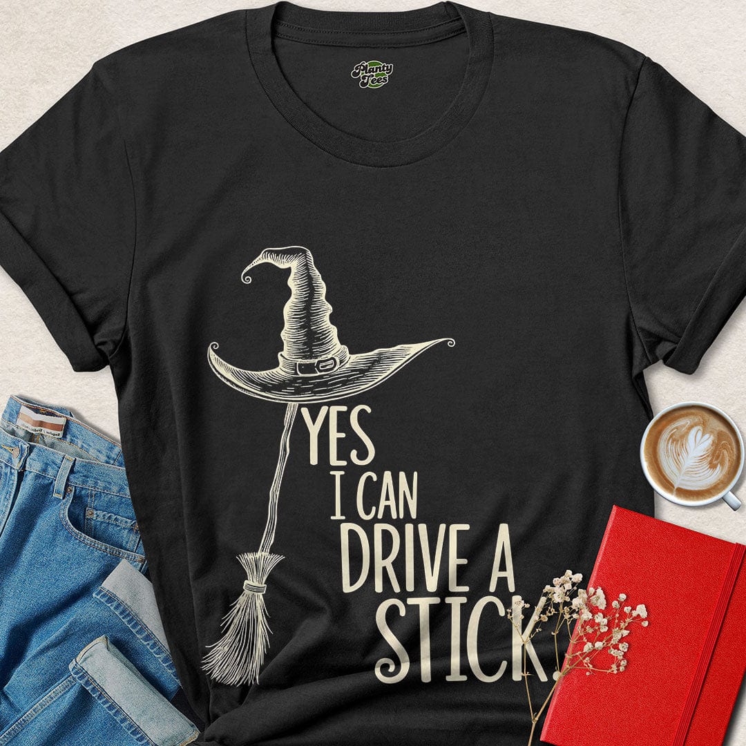 Yes I Can Drive a Stick Witch Shirt – Funny Halloween Tee