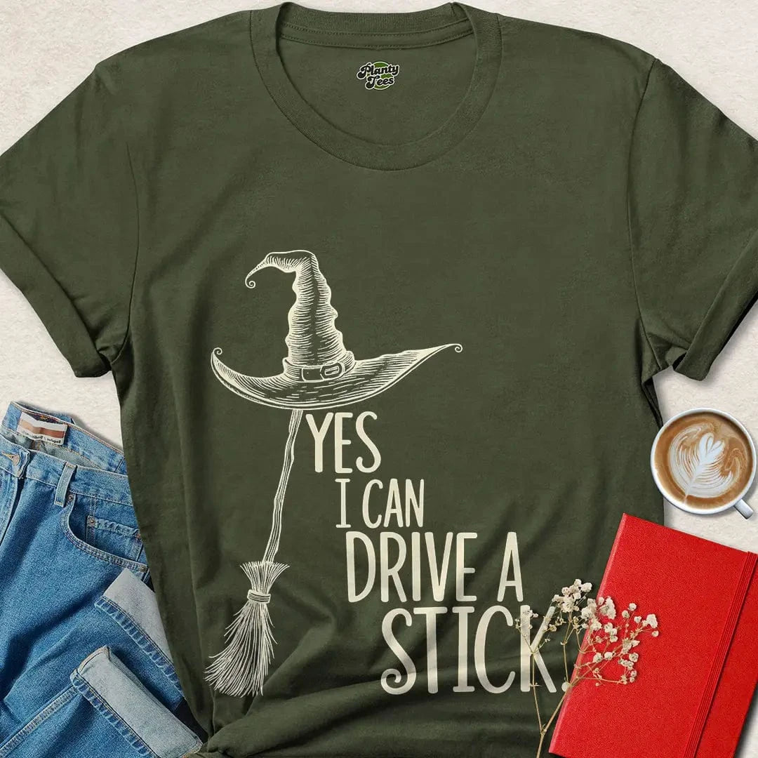 Yes I Can Drive a Stick Witch Shirt – Funny Halloween Tee